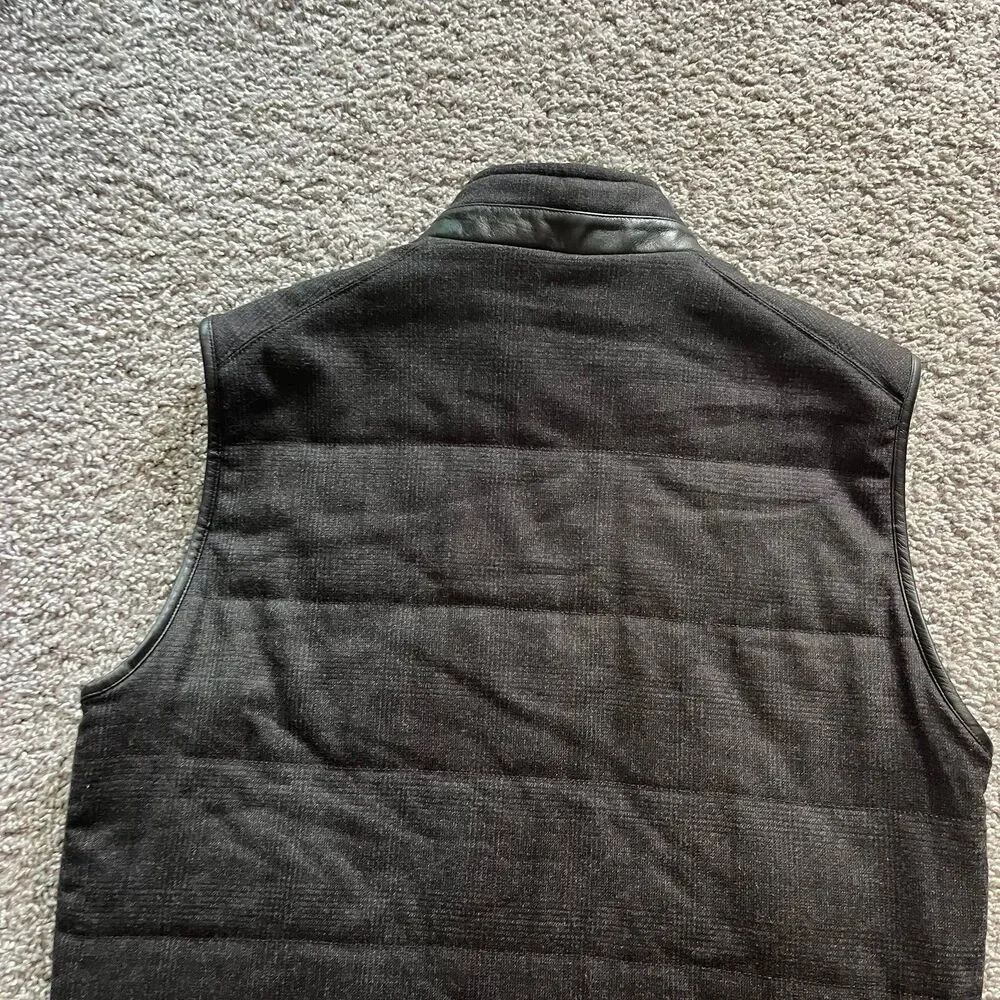 Corneliani ID Reversible Vest Size 50 R Gray Black Herringbone Wool Quilted